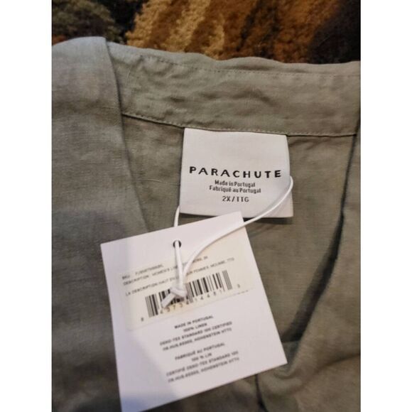 NWT Parachute Set Women's 2X Moss Green Linen Long Sleeve Top and Pants - Picture 6 of 7